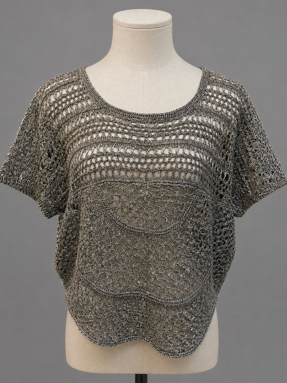 BoHo HIPPIE Urban Chic Knit M/L Silver Gray Layering Sweat Shirt Top
